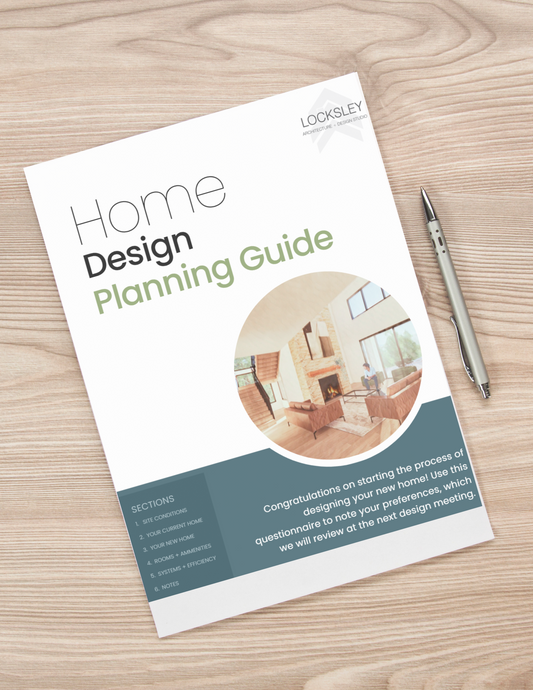 home design planning guide booklet on wooden desk