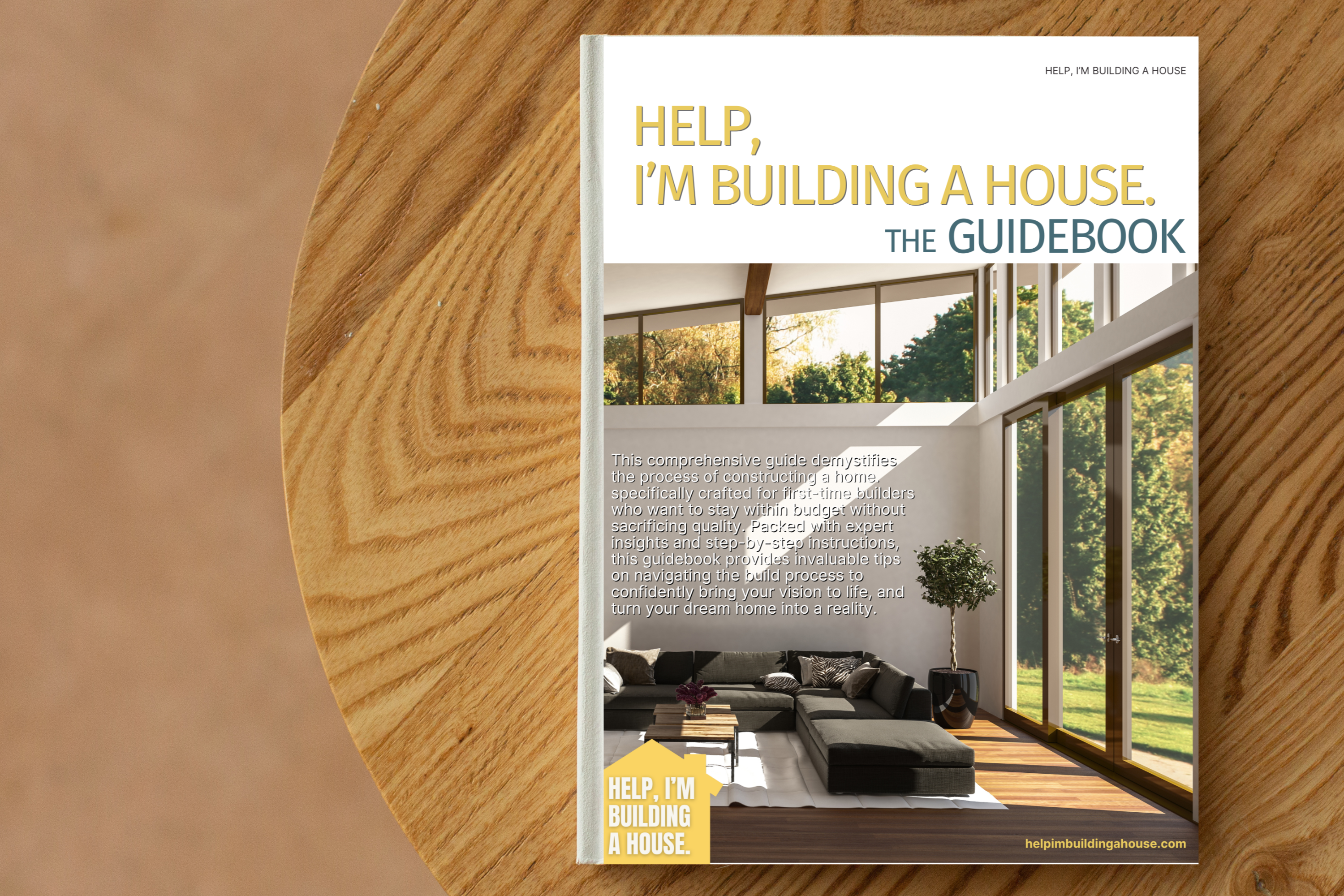 Home Building Guidebook on a table